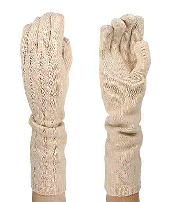 10% ANGOLA 40% WOOL 50% ACRYLIC CABLE KNIT LONG GLOVE