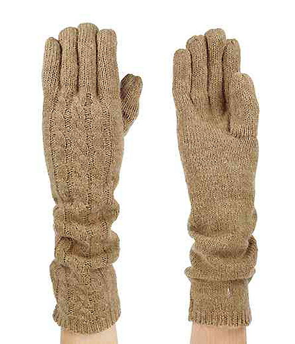 10% ANGOLA 40% WOOL 50% ACRYLIC CABLE KNIT LONG GLOVE