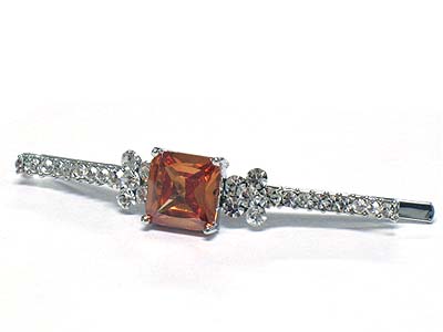 Large square stone and crystal deco hair pin