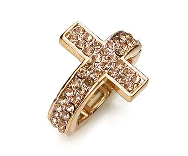 Crystal cross stretch ring
