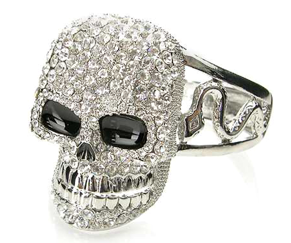 Crystal glamour skull hinge bangle