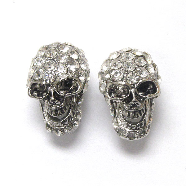 Crystal skull skeleton stud earring - halloween