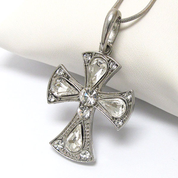 Crystal deco western cross necklace