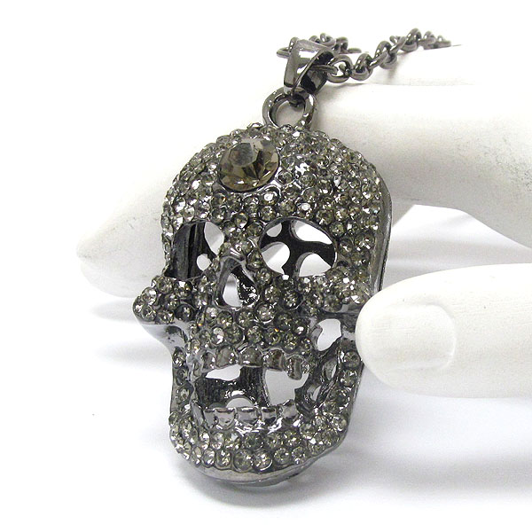Crystal skull skeleton pendant necklace