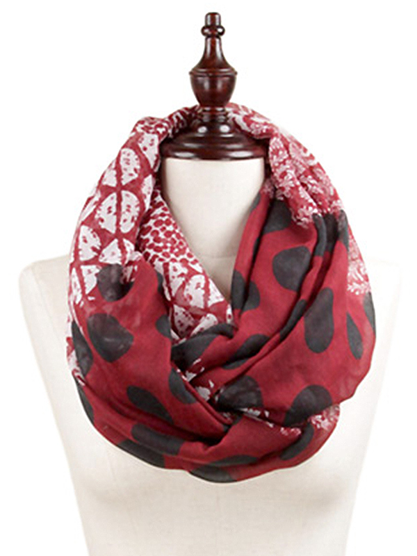 POLKY DOT INFINITY SCARF - 100% POLYESTER