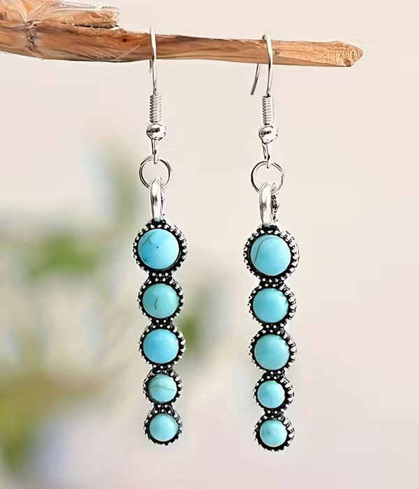 Turquoise bar drop earring