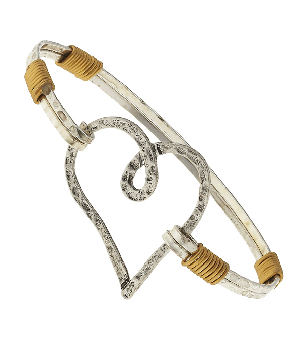 Handmade heart wire bangle bracelet