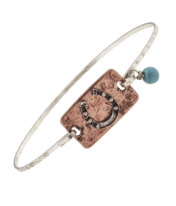 Handmade horse shoe wire bangle bracelet