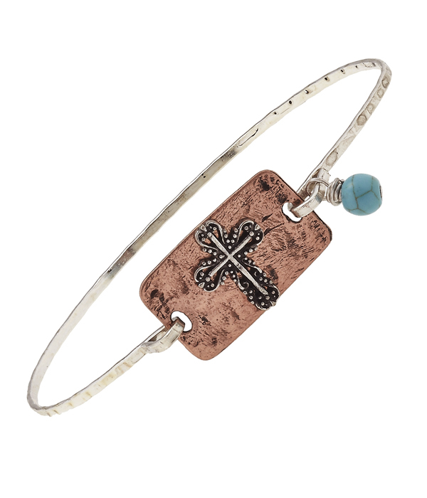 Handmade cross wire bangle bracelet