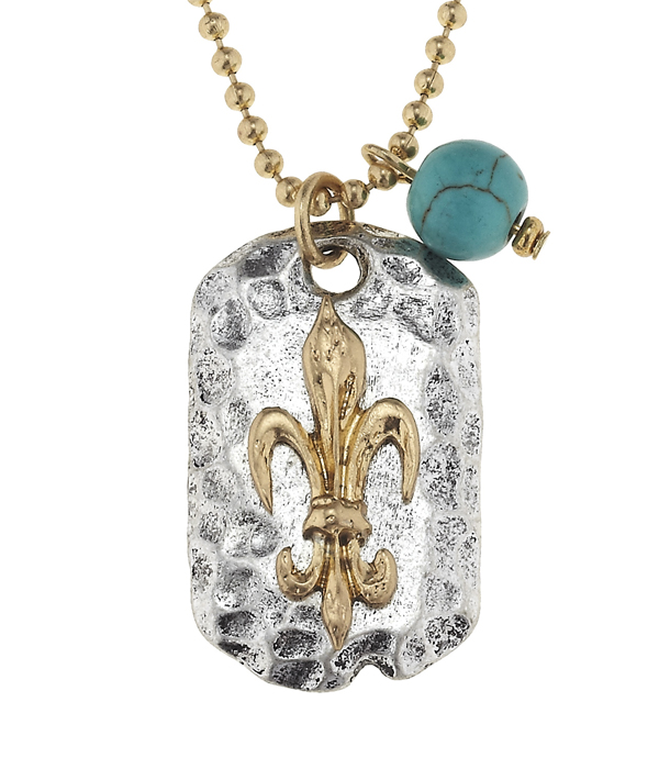 Handmade fleur de lis pendant necklace