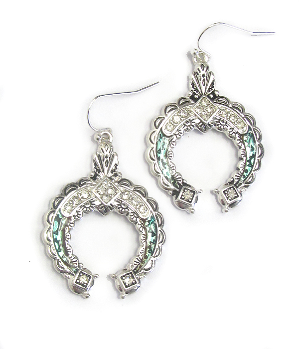 Crystal and enamel squash blossom earring