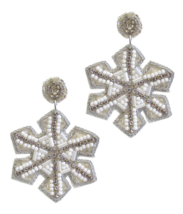 HANDMADE MULTI SEEDBEAD SNOWFLAKE EARRING