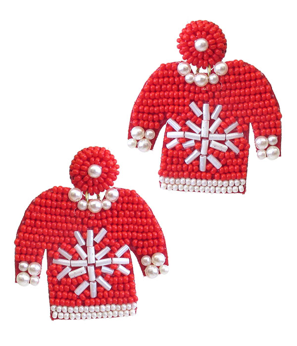 HANDMADE MULTI SEEDBEAD UGLY SWEATER EARRING