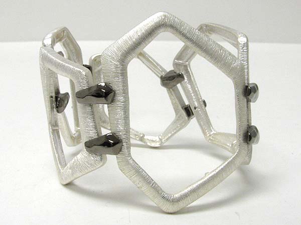 Achitectural hexagon metal link strech bracelet