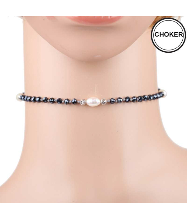 Freshwater pearl choker necklace and wrap bracelet in one