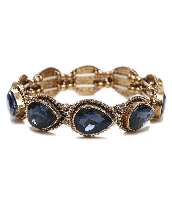 Teardrop facet glass stretch bracelet