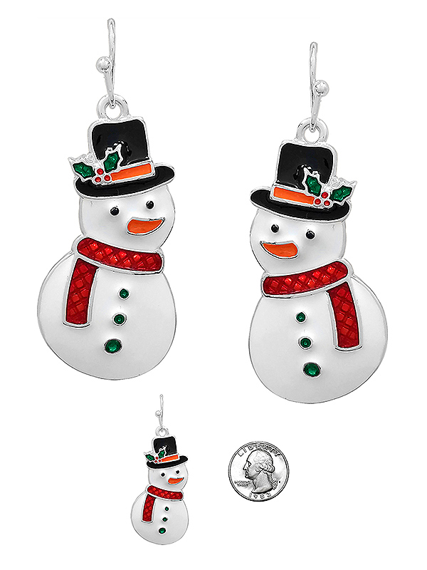 Christmas theme epoxy snowman earring