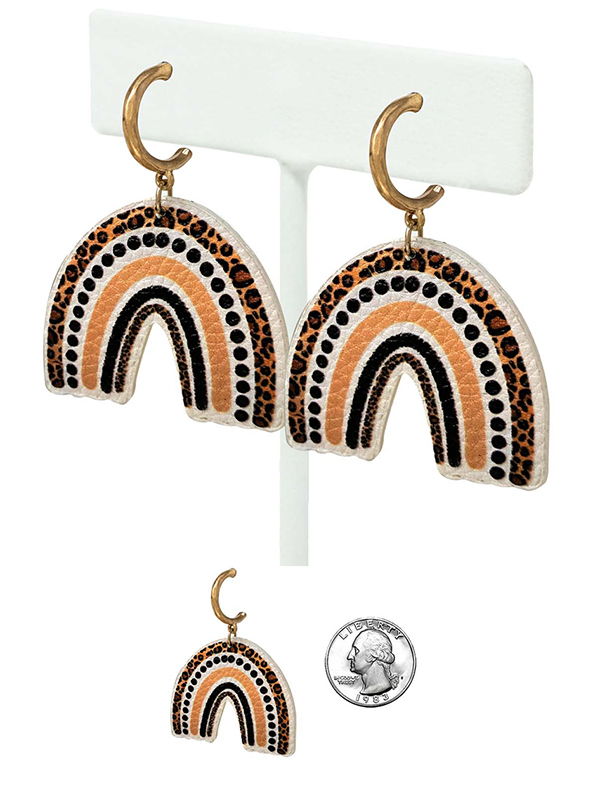 Animal print leatherette rainbow earring