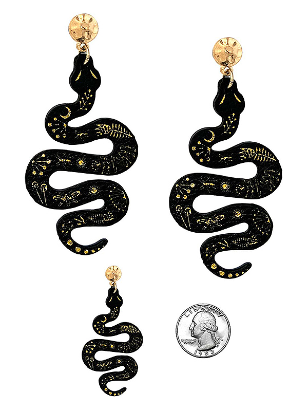 Boho style leatherette snake earring