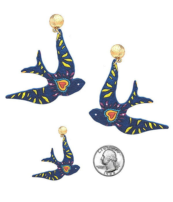 Blue golondrina leatherette earring