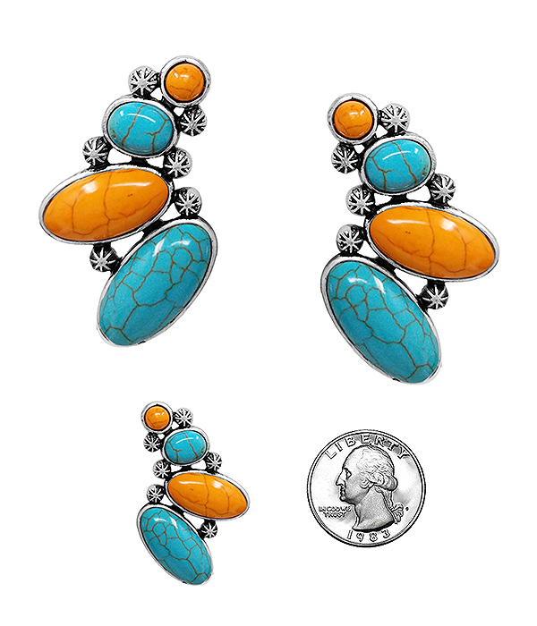 NAVAJO STYLE TURQUOISE MIX EARRING