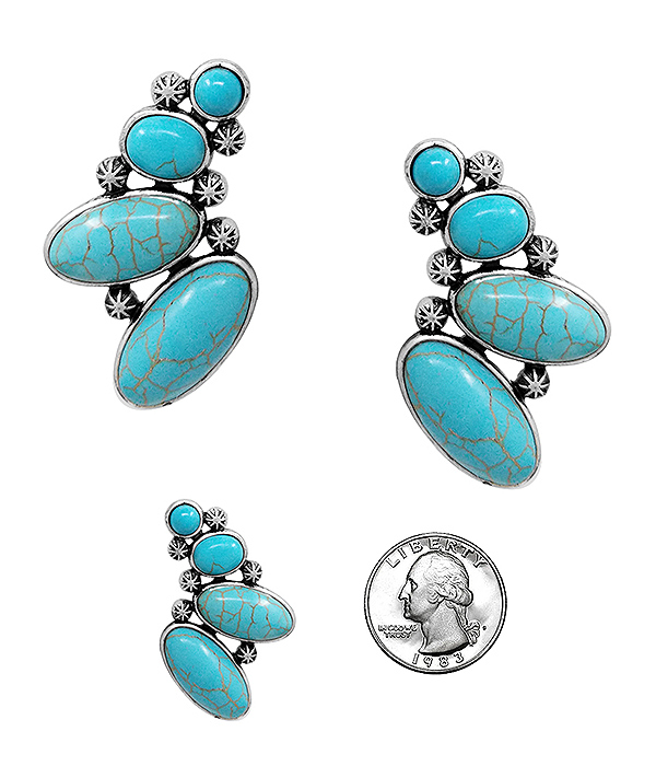 NAVAJO STYLE TURQUOISE MIX EARRING