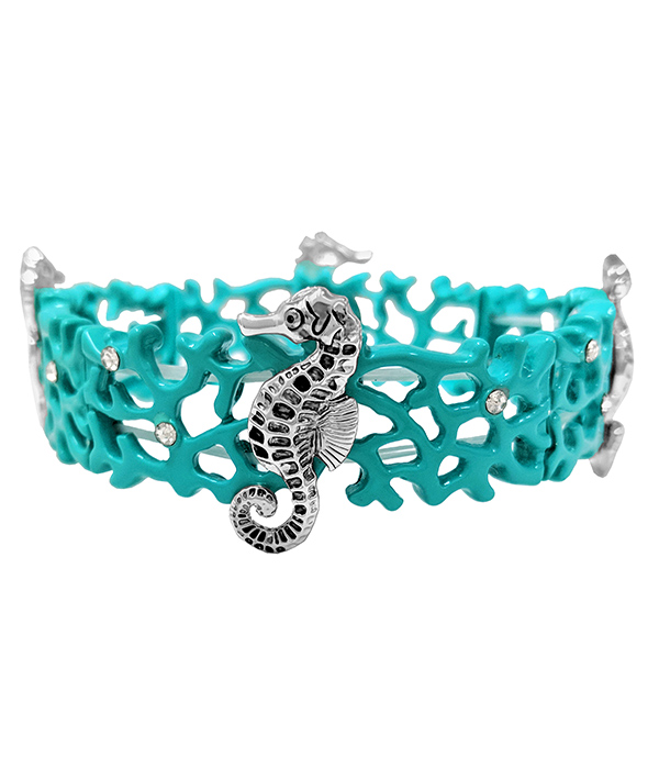 SEALIFE THEME CORAL STRETCH BRACELET - SEA HORSE