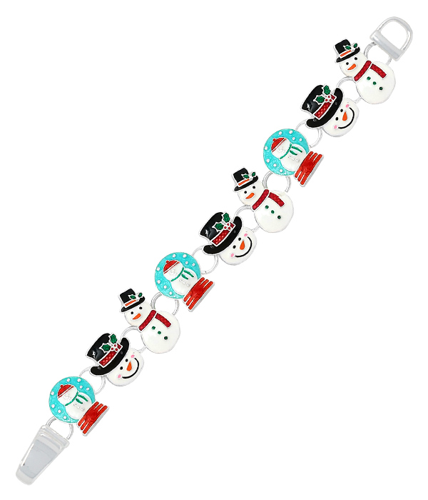 CHRISTMAS THEME EPOXY MAGNETIC BRACELET - SNOWMAN