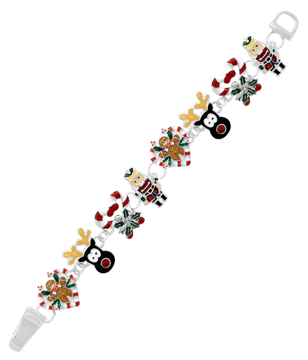 CHRISTMAS THEME EPOXY MAGNETIC BRACELET - REINDEER CANDYCANE