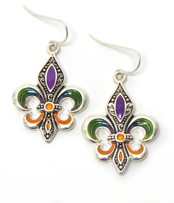 FLEUR DE LIS FISH HOOK EARRINGS