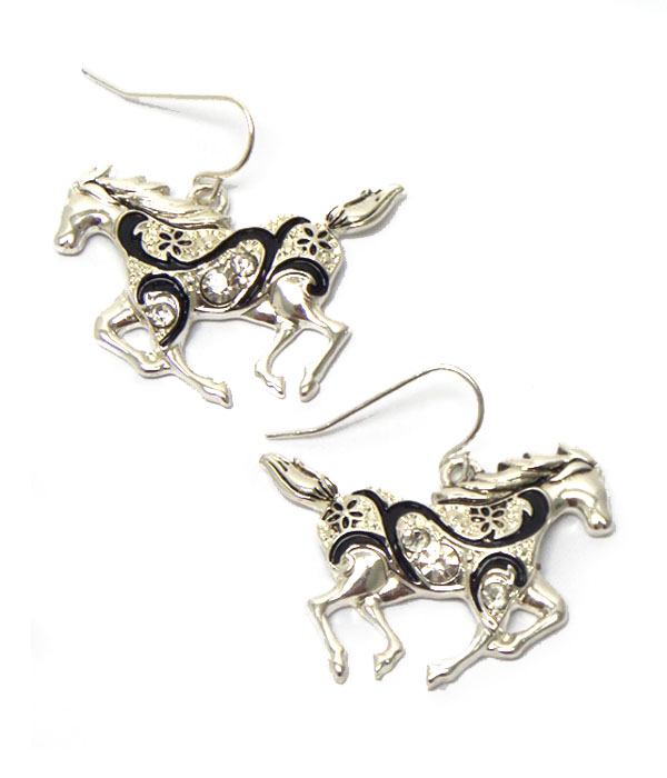 Tailored style horse fish hook earrings
