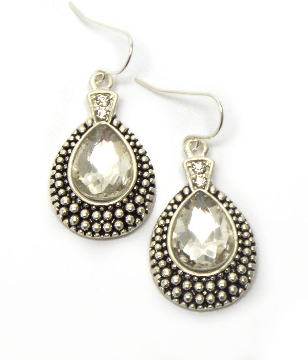 Glass stone fish hook earrings