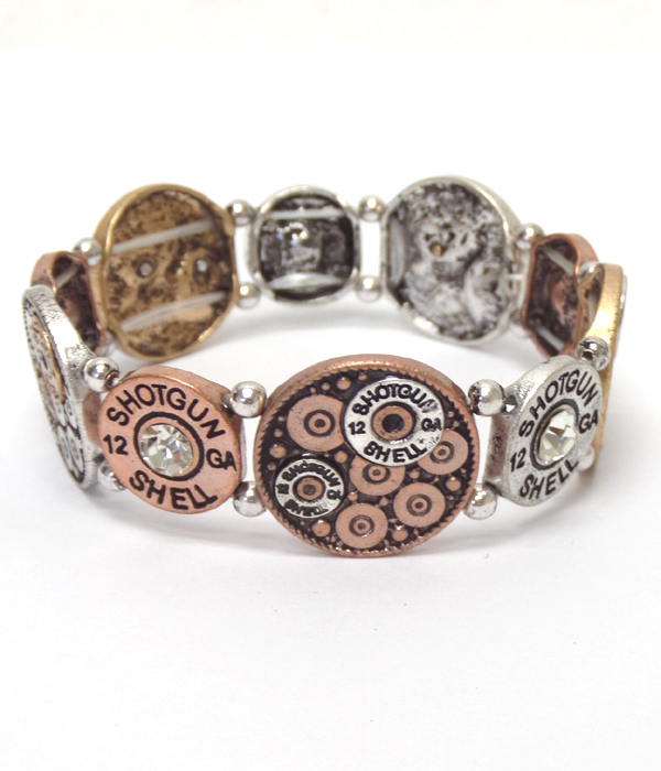 Multi bullet disk link stretch bracelet