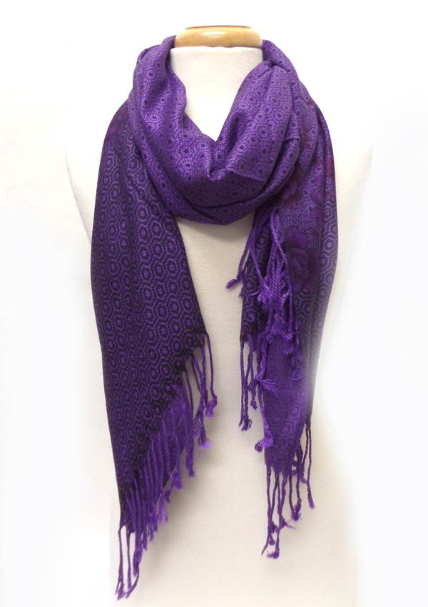 Flower  fringe drop pashmina scarf