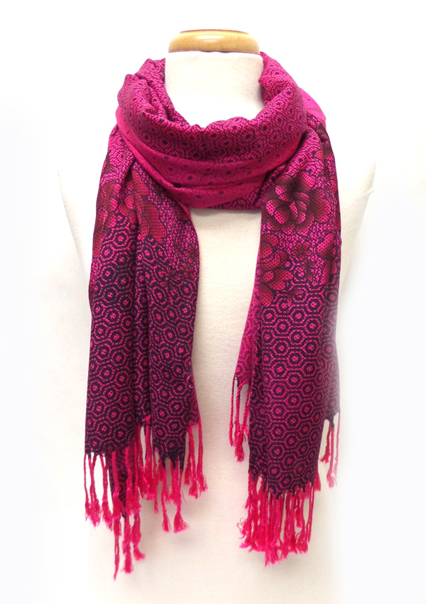 Flower  fringe drop pashmina scarf