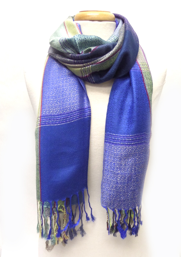 Plaid pattern  fringe drop pashmina scarf