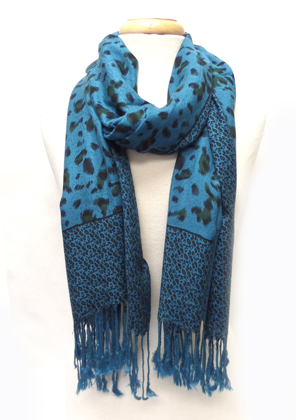 Animal print  fringe drop pashmina scarf