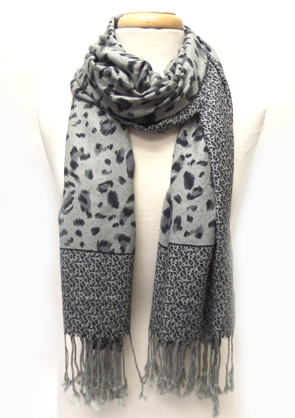 Animal print  fringe drop pashmina scarf