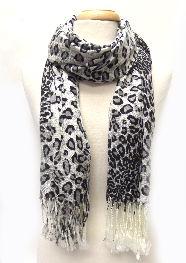 Animal print  fringe drop pashmina scarf