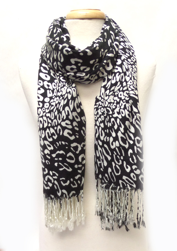 Animal print  fringe drop pashmina scarf