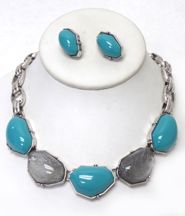 5 acryl stone chain necklace set