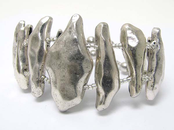 Burnish metal link stretch bracelet