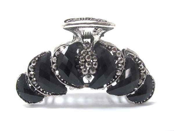 Multi crystal deco and metal filegree hair clip