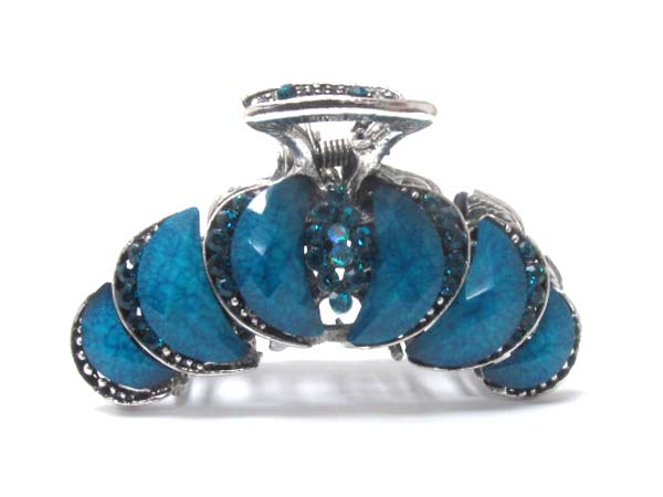 Multi crystal deco and metal filegree hair clip