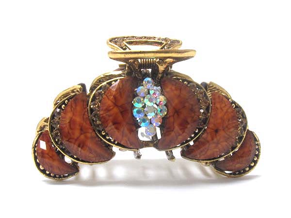 Multi crystal deco and metal filegree hair clip