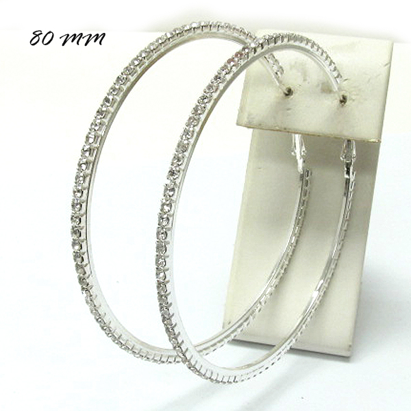 80 mm rhinestone hoop earring - hoops