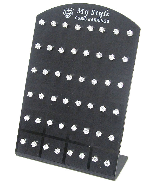 Crystal stud earring set of 2 dozen 24 pairs mens jewelry