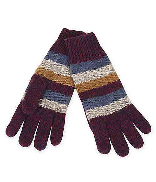 STRIPE KNIT GLOVES - 35% WOOL 65% ACRYLIC