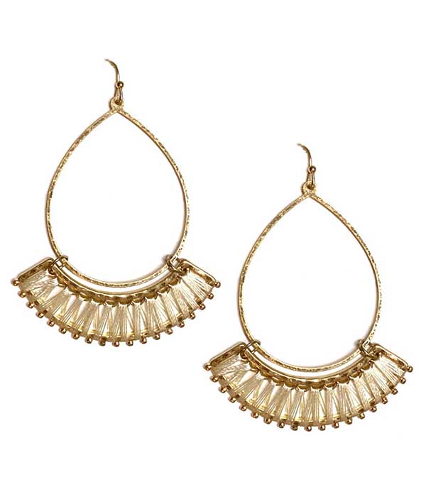 Wire teardrop and thread drop earring 