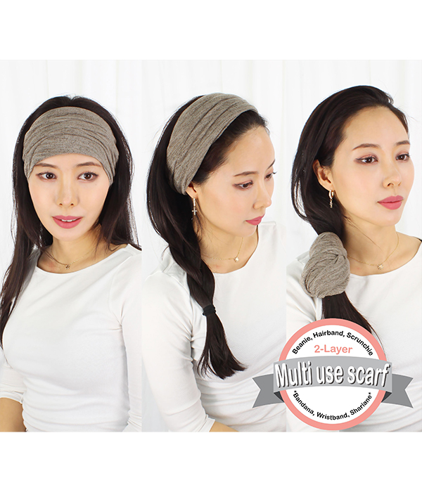 DOULE LAYER MULTI USE HEADWRAP - 100% POLYESTER